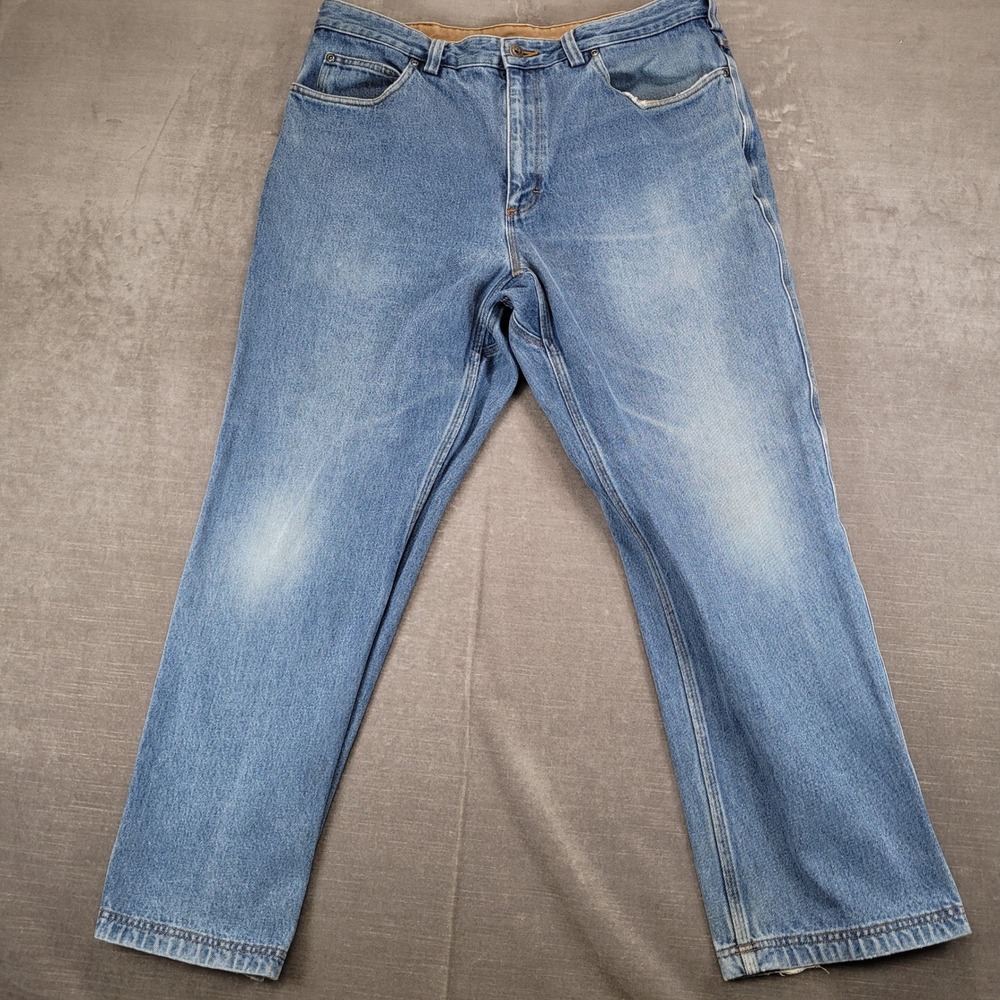 Duluth Mens Jeans Actual Size 36x29 Blue Denim Cotton Straight Leg Work Pants